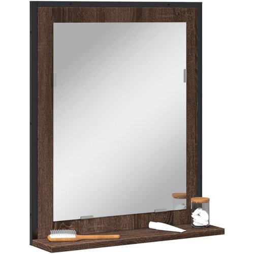 vidaXL Kupaonsko ogledalo s policom boja hrasta 50 x 12 x 60 cm drveno Cijene