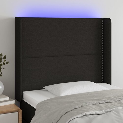 vidaXL LED posteljno vzglavje črno 93x16x118/128 cm blago Cene