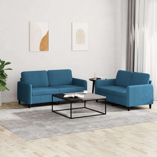 VidaXL 2-dijelni set sofa plavi bar&amp;scaron;unasti Slike