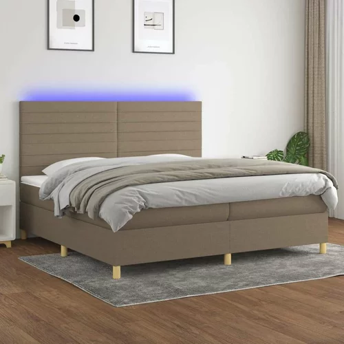  Box spring postelja z vzmetnico LED taupe 200x200 cm blago, (20896328)
