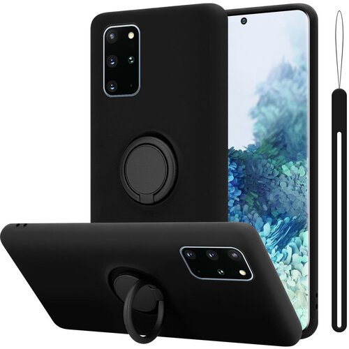 Cadorabo Ohi&amp;scaron;je, združljiv s Samsungom v tekoči črni barvi - za&amp;scaron;čitni pokrov iz fleksibilnega silikona TPU z obročem, (20591093) Slike