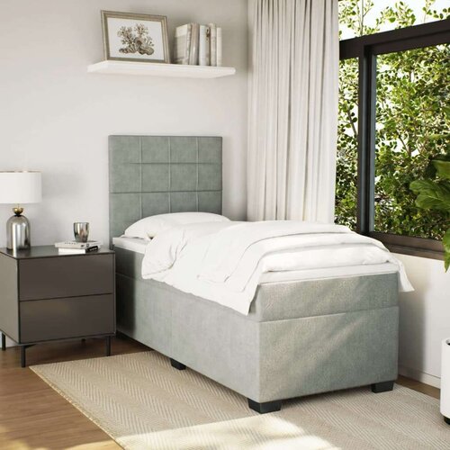 VidaXL Box spring krevet s madracem svjetlosivi 90x190 cm bar&amp;scaron;unasti Slike