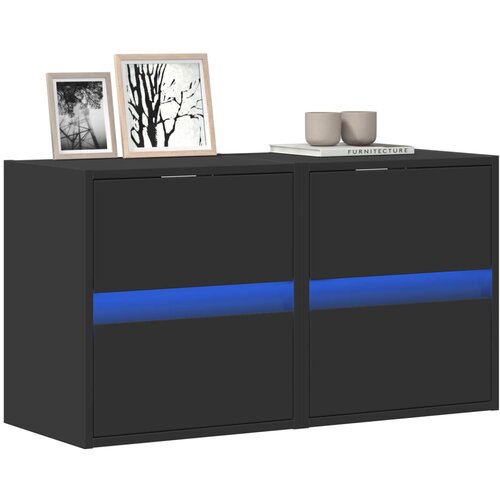  Zidni TV ormarići s LED svjetlima 2 kom crni 41x31x45 cm Cene