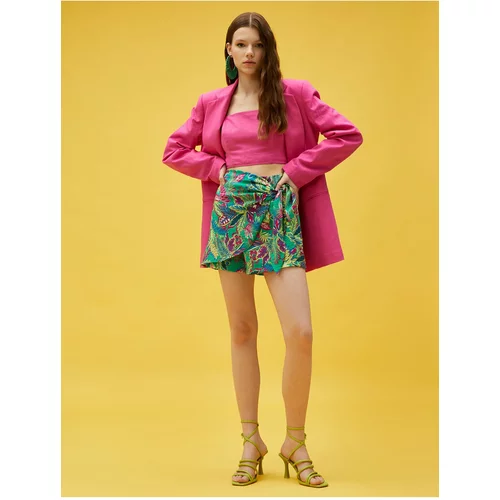 Koton Aslıhan Malbora X - Tropical Patterned Mini Shorts Skirt