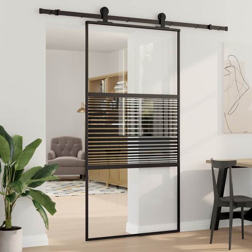 vidaXL Klizna vrata Crna 102.5 x 205 cm Kaljeno staklo, aluminij Cijene