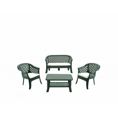Green Bay veranda baštenski set sto + 2 stolice + dvosed zeleni Slike