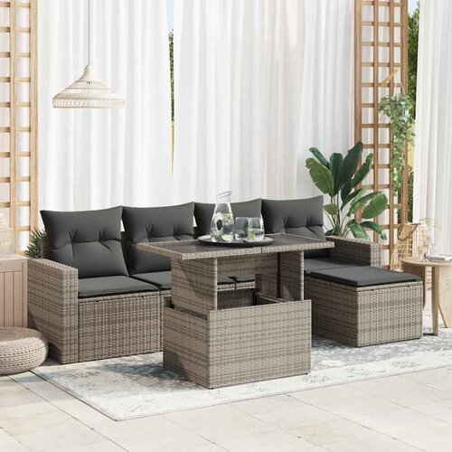 vidaXL 6-dijelni set vrtnih sofa od poliratana s jastucima sivi Cijene