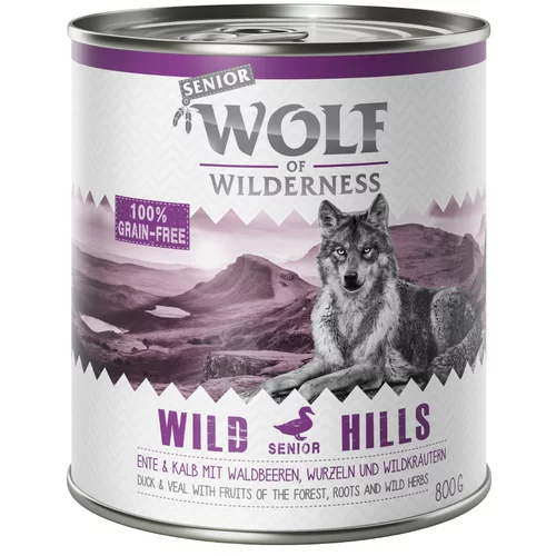 Wolf of Wilderness Senior 6 x 800 g - Wild Hills - pačetina i teletina