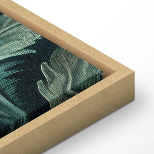  Slika - Dark Green Victorian Leaves: Botanical Carved Composition 90x60 U prirodnom drvenom okviru Slike