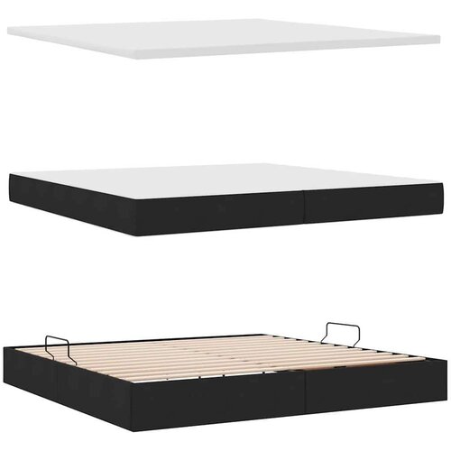  Krevet s od storage s madracem Crna 200 x 200 cm Lažna koža Slike
