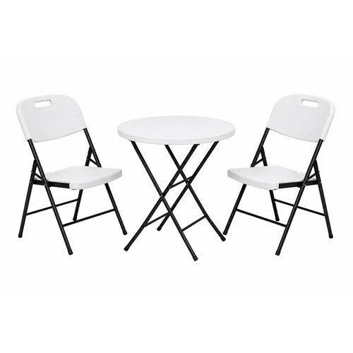 Epro sklopivi ba&amp;scaron;tenski SET sto &amp;Oslash;80 74cm + 2 stolice/ metal-plastika Slike