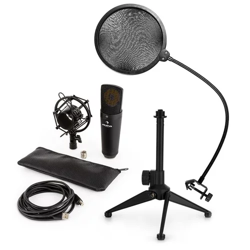 Auna MIC-920B USB Mikrofonski Set V2 -kondenzatorski mikrofon,stojalo za mikrofon, pop filter