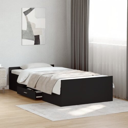 Furnova Posteljni okvir s predali črn 75x190 cm inženirski les, (21939421) Slike