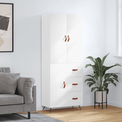  Visoka komoda bijela 69,5x34x180 cm konstruirano drvo Slike