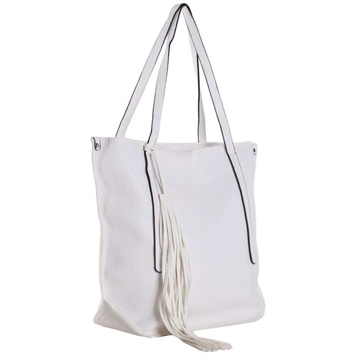 Fashion Hunters White roomy shopper bag made of ecological leather Slike