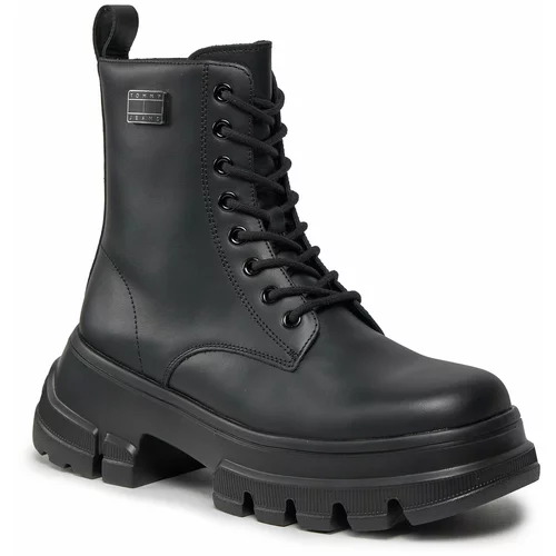 Tommy Jeans Pohodni čevlji Tjw Chunky Leather Boot EN0EN02503 Black BDS