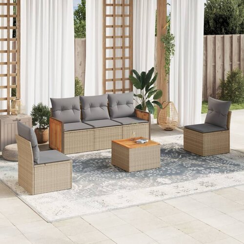 vidaXL 6-dijelni set vrtnih sofa s jastucima bež od poliratana Cijene