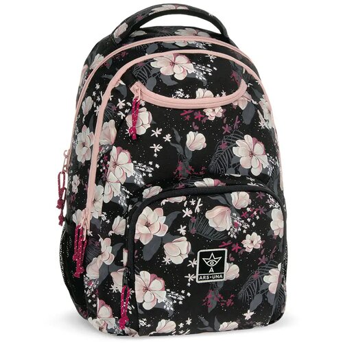 Ars Una Flowery Black cvjetni AU-6 &amp;scaron;kolska torba, ruksak 34x45x26cm Slike