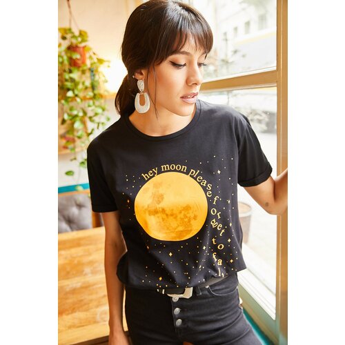Olalook Women's Black Moon T-shirt Slike