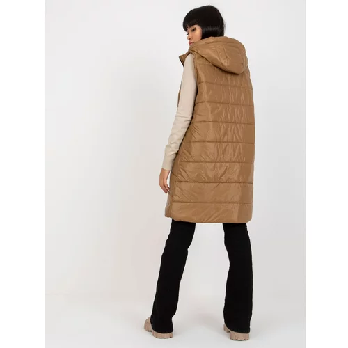 Fashion Hunters OCH BELLA light brown quilted down vest with hood
