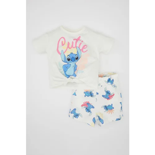 Defacto Baby Girl Disney Lilo & Stitch Short Sleeve T-shirt Shorts 2-Piece Set