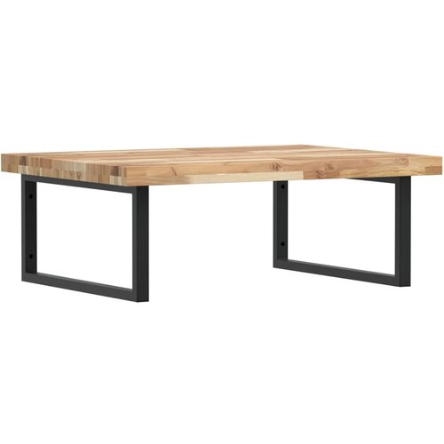  Zidna polica za umivaonik od čelika i masivnog bagremovog drva Smeđa 80 x 60 x 4 cm Slike
