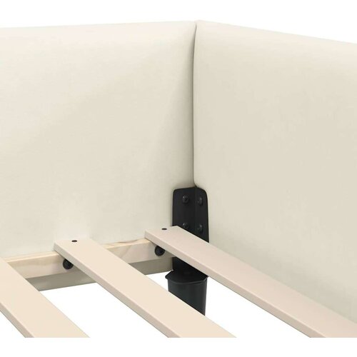 vidaXL Kotni posteljni okvir krema 90 x 190 cm Samet in inženirski les Cene