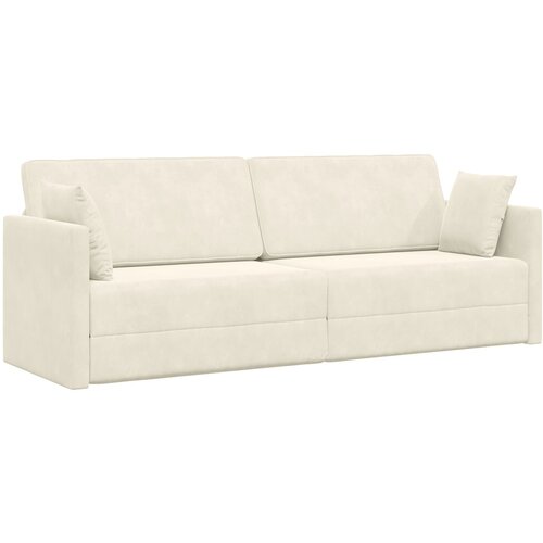vidaXL Talna sedežna postelja 2-v-1 Krem 213x144x60 cm Velur Cene