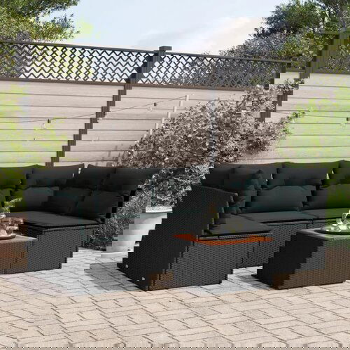vidaXL 7-dijelni set vrtnih sofa od poliratana s jastucima crni Cijene