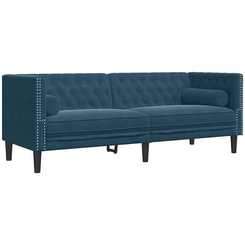  Trosjed Chesterfield s jastučićima plavi bar&amp;scaron;unasti Slike