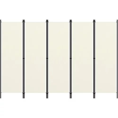 vidaXL Sobna pregrada s 5 panela krem-bijela 250 x 180 cm