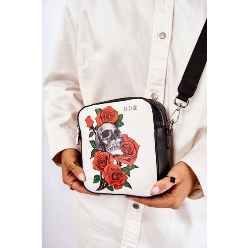 GOE Leather Messenger Bag W Pattern ZNJ012 Black and White Slike