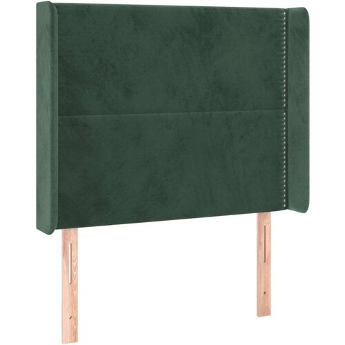  Uzglavlje s u&amp;scaron;ima tamnozeleni 103x16x118/128 cm bar&amp;scaron;unasti Slike