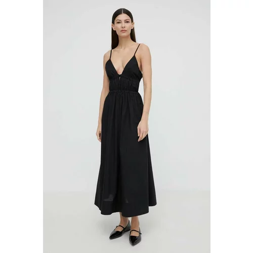 Herskind Pamučna haljina Miranda boja: crna, maxi, širi se prema dolje, 5192118