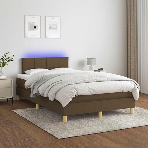  s oprugama i madracem LED tamnosmeđi 120x190 cm tkanina Slike