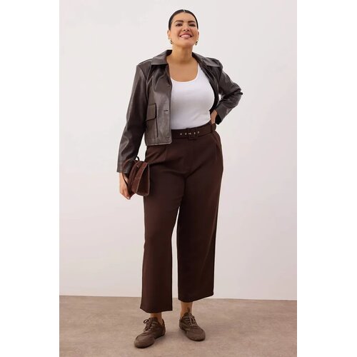 Trendyol Ženske pantalone Tbbaw26Ar00020, Smeđe Slike