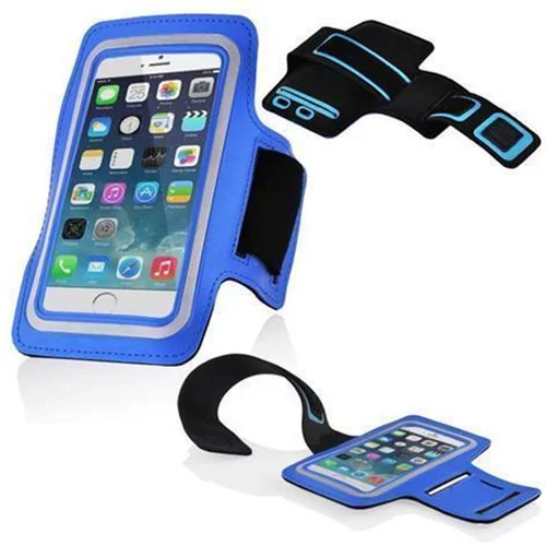 Cadorabo Neopren Mobile Phone Sports Gym Jogging Warg Band Band Band žep, ki je združljiv s 4,5 - 5 Zollovimi telefoni s ključnim žepom in priključkom za slušalke v modri barvi, (20622013)