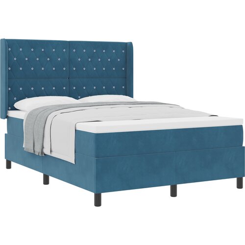 vidaXL Box Spring postelja z vzmetnico temno modra 160x200 cm žamet, (22050352) Cene