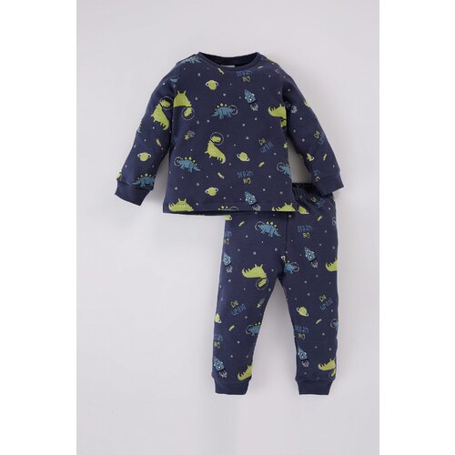 Defacto Baby Boy Pajama Set Dinosaur Printed Crew Neck Long Sleeve Top Long Bottom Slike