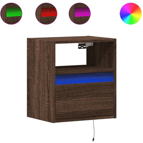 Maison Chic Stenski Dvo delni komplet Nočne omarice - Nočne mize z LED lučkami rjavi hrast, (21690159) Cene