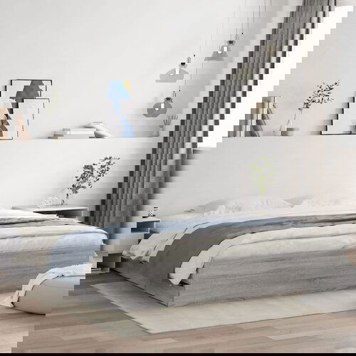VidaXL Posteljni okvir s predali siva sonoma 180x200 cm inženirski les Slike