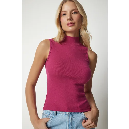  Women's Light Damson Turtleneck Cotton Knitted Blouse