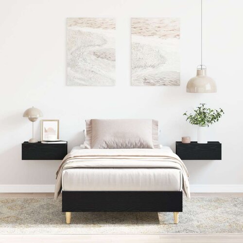 VidaXL Krevet Crni hrast MDF, čvrsta hrastovina 75 x 190 cm Pro&amp;scaron;iriv Slike