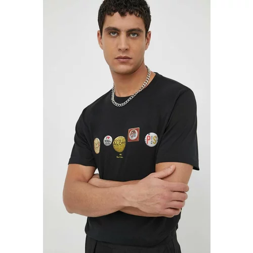 PS Paul Smith Bombažna kratka majica moški, črna barva