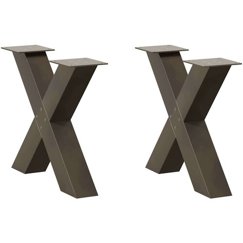  Noge za stolić X-oblika 2 kom prirodni čelik 60x(42-43)cm čelik Slike