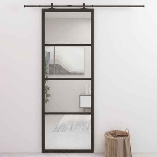 vidaXL Klizna vrata od aluminija i ESG stakla 76 x 205 cm crna Cijene