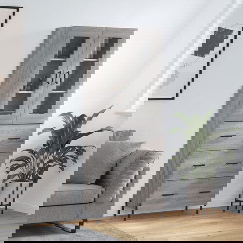  Visoka komoda siva sonome 69,5x34x180 cm od konstruiranog drva Slike