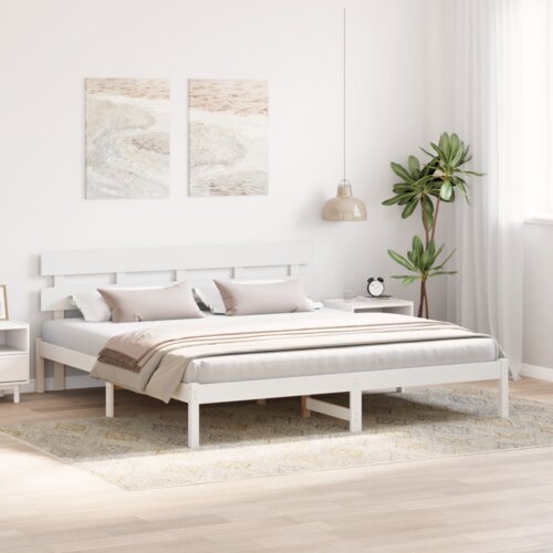 VidaXL krevetni okvir s uzglavljem Bijeli 180x200 cm Masivna borovina Slike