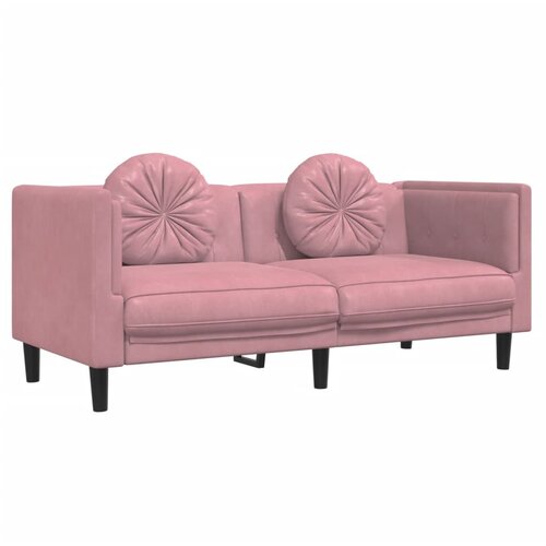  3-dijelni set sofa s jastucima ružičasti bar&amp;scaron;unasti Slike