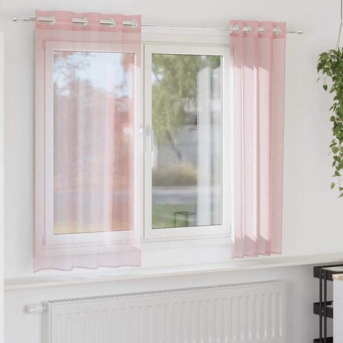 Voile zavjese s u&amp;scaron;icama 2 kom svijetlo ružičaste 140x175 cm Slike
